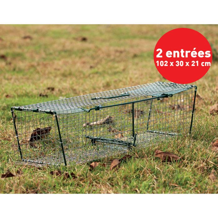 Piège à Fauve Galvanisée 60X23X25 cm pour capturer Les Animaux, Piege-Trappe  Vivant, Cage-nasse Exterieur