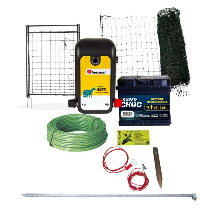 Kit clôture mobile volailles filet 50m poste mixte PREMIUM 