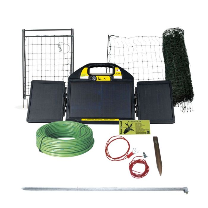 Kit clôture mobile volailles filet 50m poste solaire PREMIUM 